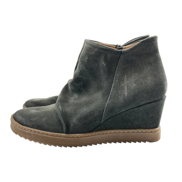 Söfft Gray Suede Leather Wedge Ankle Boots w/ Side Zipper Closure Size 11M - Picture 1 of 13